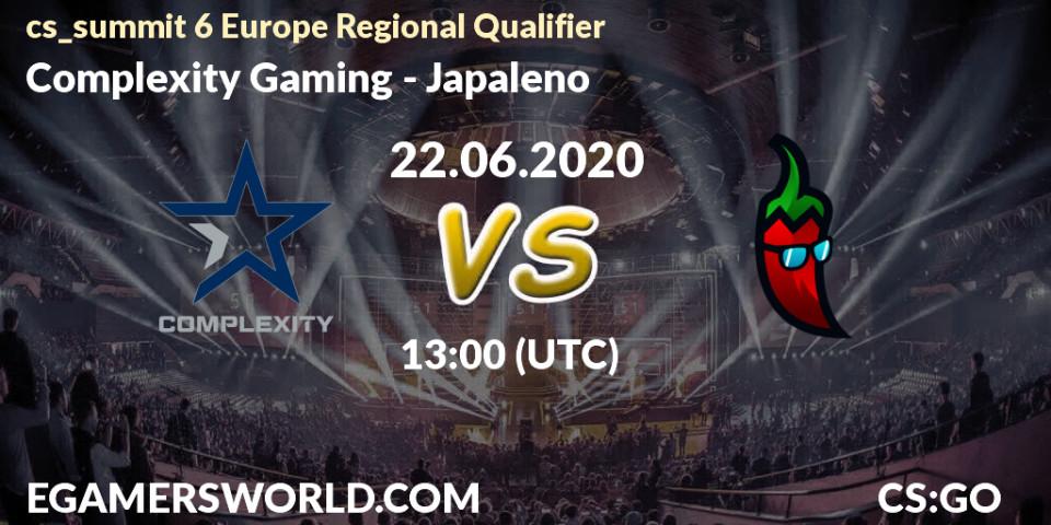 Pronósticos Complexity Gaming - Japaleno. 22.06.20. cs_summit 6 Europe Regional Qualifier - CS2 (CS:GO)