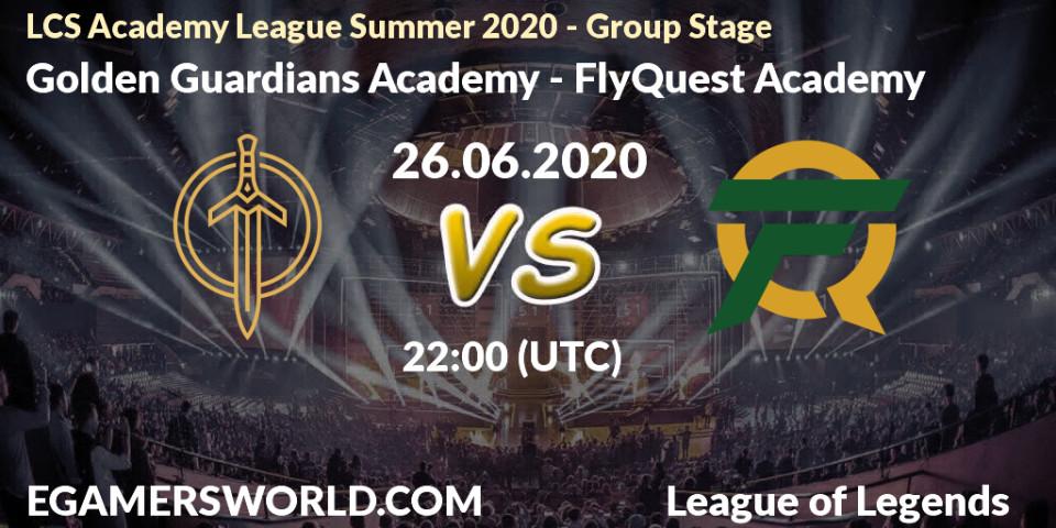 Pronósticos Golden Guardians Academy - FlyQuest Academy. 26.06.20. LCS Academy League Summer 2020 - Group Stage - LoL