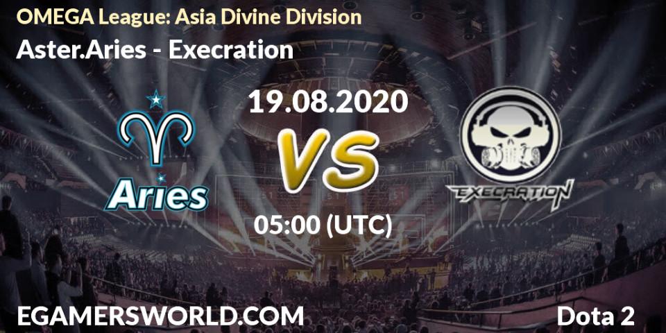 Pronósticos Aster.Aries - Execration. 19.08.2020 at 06:00. OMEGA League: Asia Divine Division - Dota 2