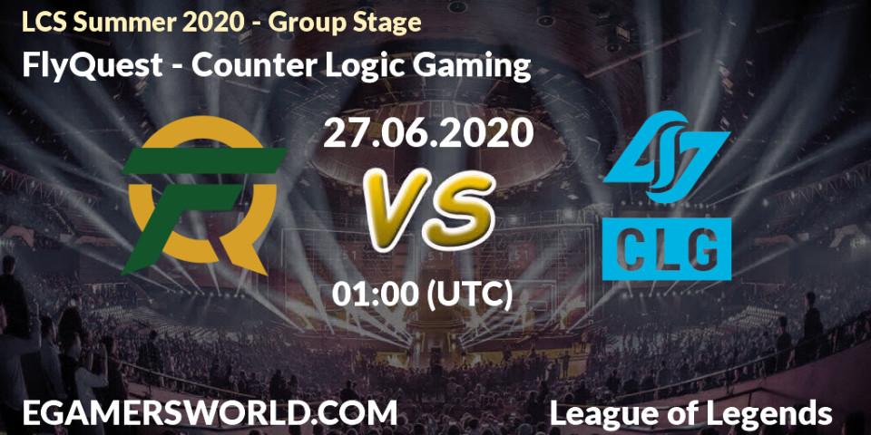Pronósticos FlyQuest - Counter Logic Gaming. 08.08.2020 at 23:20. LCS Summer 2020 - Group Stage - LoL