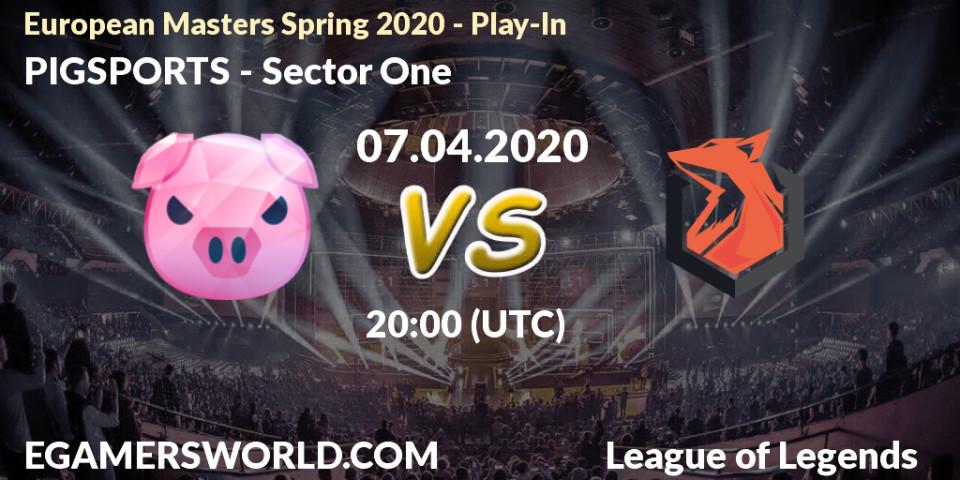 Pronósticos PIGSPORTS - Sector One. 08.04.20. European Masters Spring 2020 - Play-In - LoL