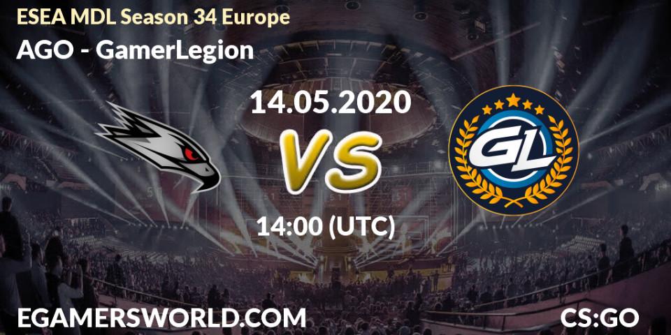 Pronósticos AGO - GamerLegion. 14.05.20. ESEA MDL Season 34 Europe - CS2 (CS:GO)