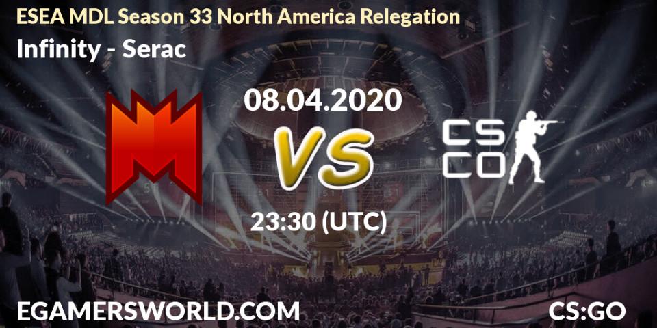 Pronósticos Infinity - Serac. 08.04.2020 at 23:40. ESEA MDL Season 33 North America Relegation - Counter-Strike (CS2)