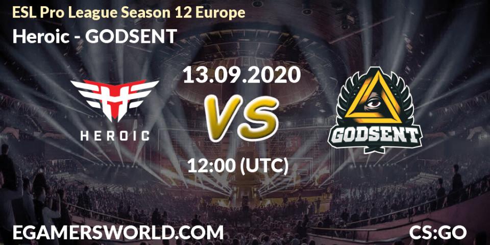 Pronósticos Heroic - GODSENT. 13.09.20. ESL Pro League Season 12 Europe - CS2 (CS:GO)