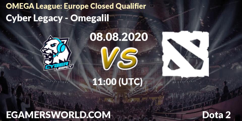 Pronósticos Cyber Legacy - Omegalil. 08.08.2020 at 11:06. OMEGA League: Europe Closed Qualifier - Dota 2