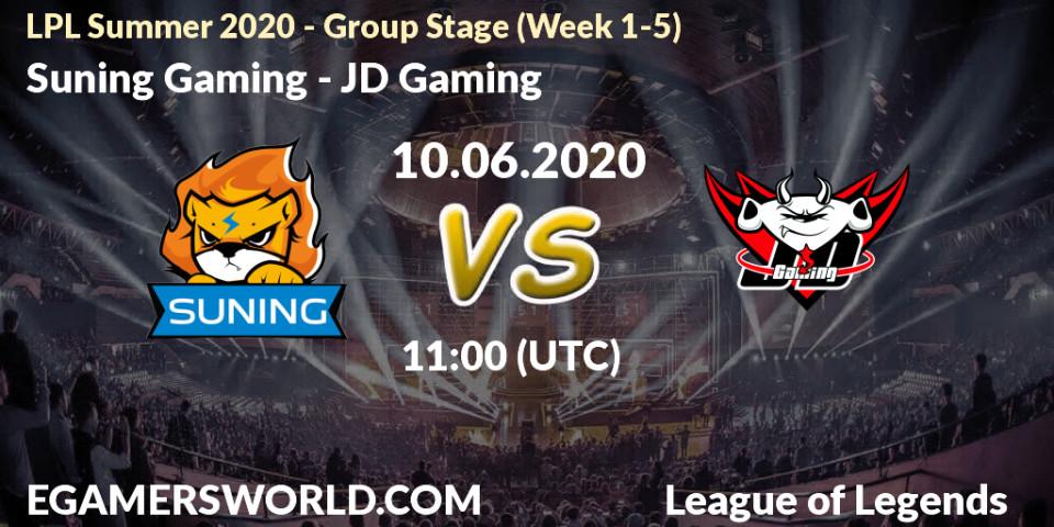 Pronósticos Suning Gaming - JD Gaming. 10.06.2020 at 11:00. LPL Summer 2020 - Group Stage (Week 1-5) - LoL