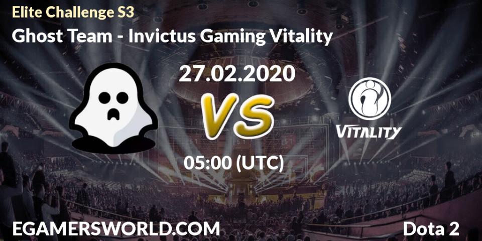 Pronósticos Ghost Team - Invictus Gaming Vitality. 27.02.2020 at 05:34. Elite Challenge S3 - Dota 2