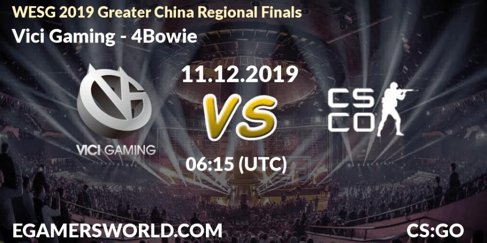 Pronósticos Vici Gaming - 4Bowie. 11.12.2019 at 06:15. WESG 2019 Greater China Regional Finals - Counter-Strike (CS2)