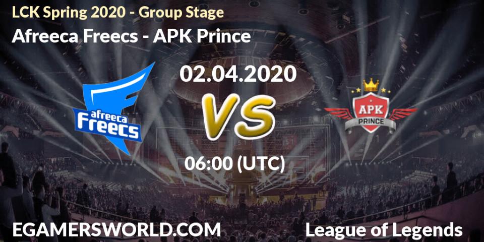 Pronósticos Afreeca Freecs - APK Prince. 02.04.20. LCK Spring 2020 - Group Stage - LoL