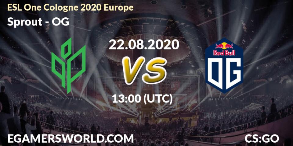 Pronósticos Sprout - OG. 22.08.2020 at 13:00. ESL One Cologne 2020 Europe - Counter-Strike (CS2)
