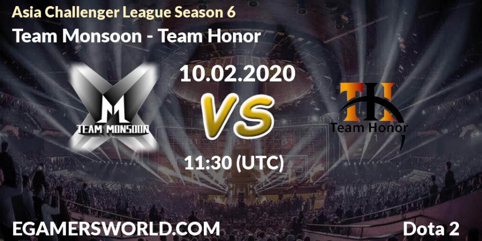 Pronósticos Team Monsoon - Team Honor. 18.02.20. Asia Challenger League Season 6 - Dota 2