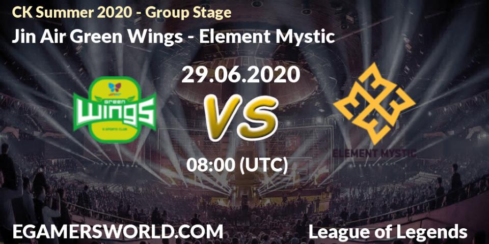 Pronósticos Jin Air Green Wings - Element Mystic. 29.06.20. CK Summer 2020 - Group Stage - LoL