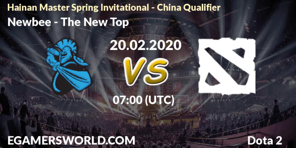 Pronósticos Newbee - The New Top. 20.02.2020 at 07:21. Hainan Master Spring Invitational - China Qualifier - Dota 2
