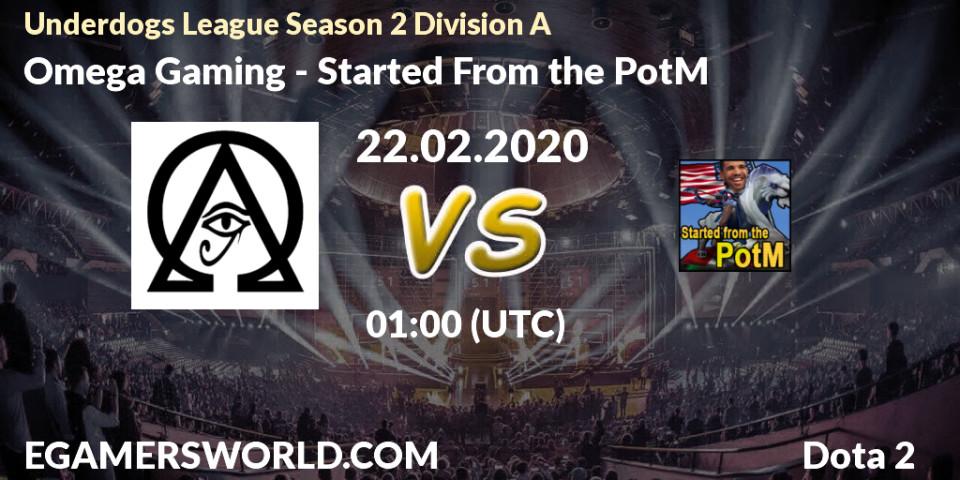 Pronósticos Omega Gaming - Started From the PotM. 22.02.20. Underdogs League Season 2 Division A - Dota 2