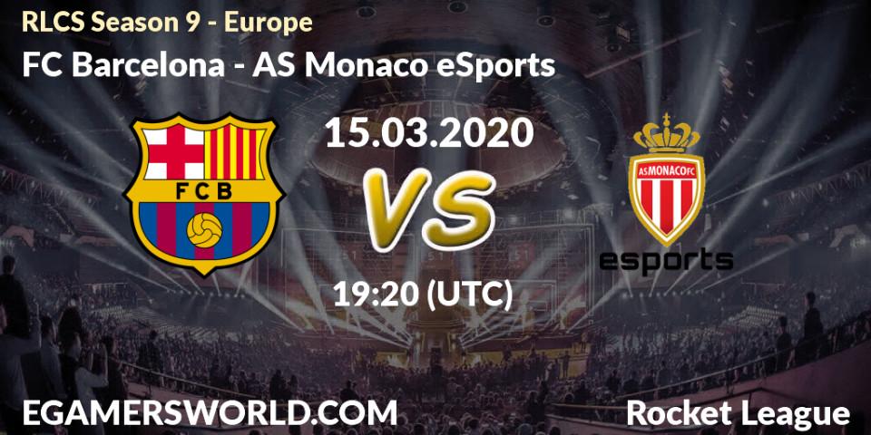Pronósticos FC Barcelona - AS Monaco eSports. 15.03.20. RLCS Season 9 - Europe - Rocket League