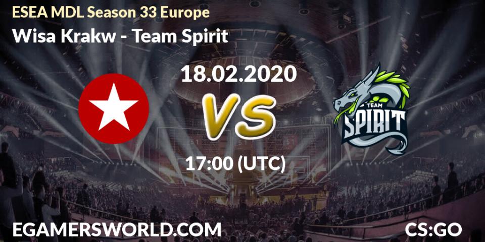 Pronósticos Wisła Kraków - Team Spirit. 19.02.20. ESEA MDL Season 33 Europe - CS2 (CS:GO)