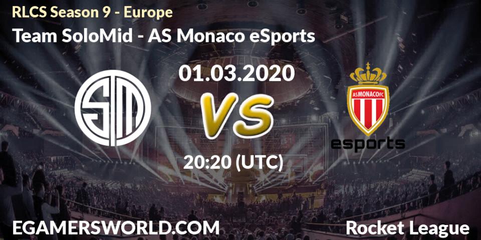 Pronósticos Team SoloMid - AS Monaco eSports. 01.03.20. RLCS Season 9 - Europe - Rocket League