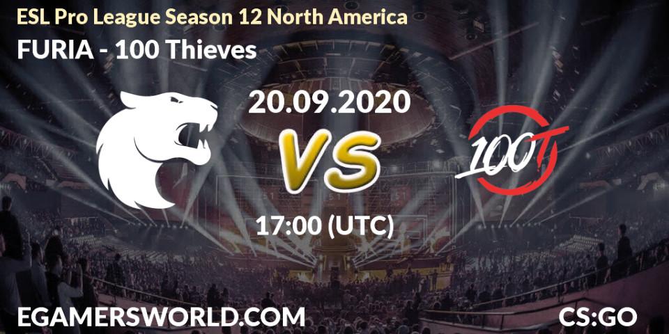 Pronósticos FURIA - 100 Thieves. 20.09.2020 at 17:00. ESL Pro League Season 12 North America - Counter-Strike (CS2)