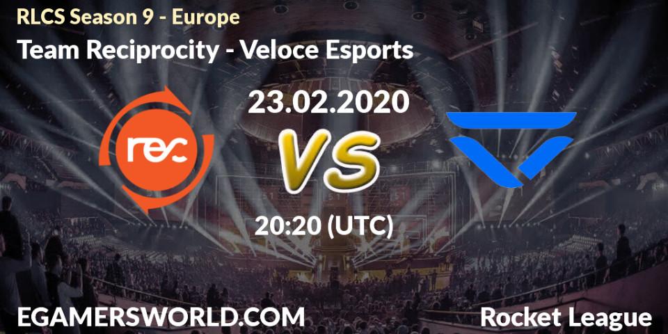 Pronósticos Team Reciprocity - Veloce Esports. 23.02.20. RLCS Season 9 - Europe - Rocket League