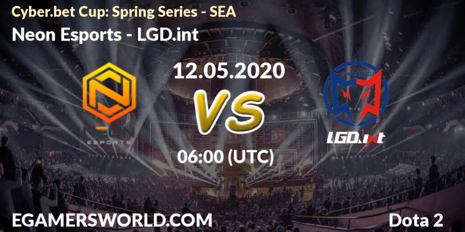 Pronósticos Neon Esports - LGD.int. 12.05.2020 at 06:05. Cyber.bet Cup: Spring Series - SEA - Dota 2