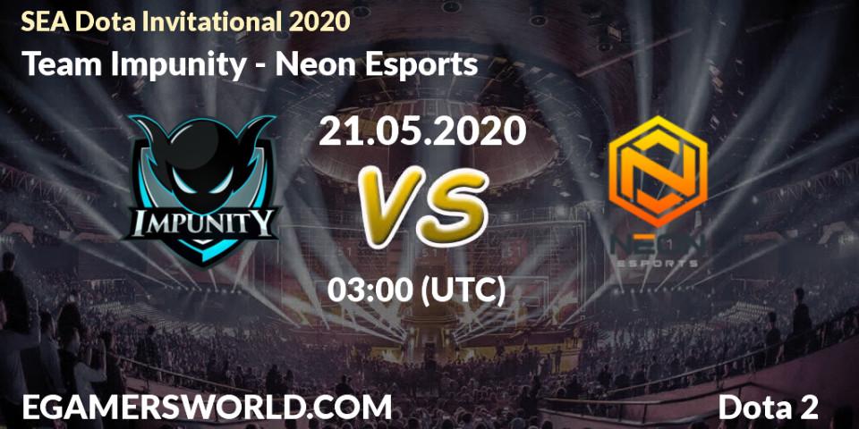 Pronósticos Team Impunity - Neon Esports. 21.05.2020 at 03:17. SEA Dota Invitational 2020 - Dota 2
