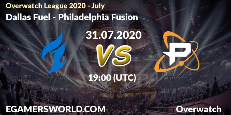 Pronósticos Dallas Fuel - Philadelphia Fusion. 31.07.2020 at 19:00. Overwatch League 2020 - July - Overwatch