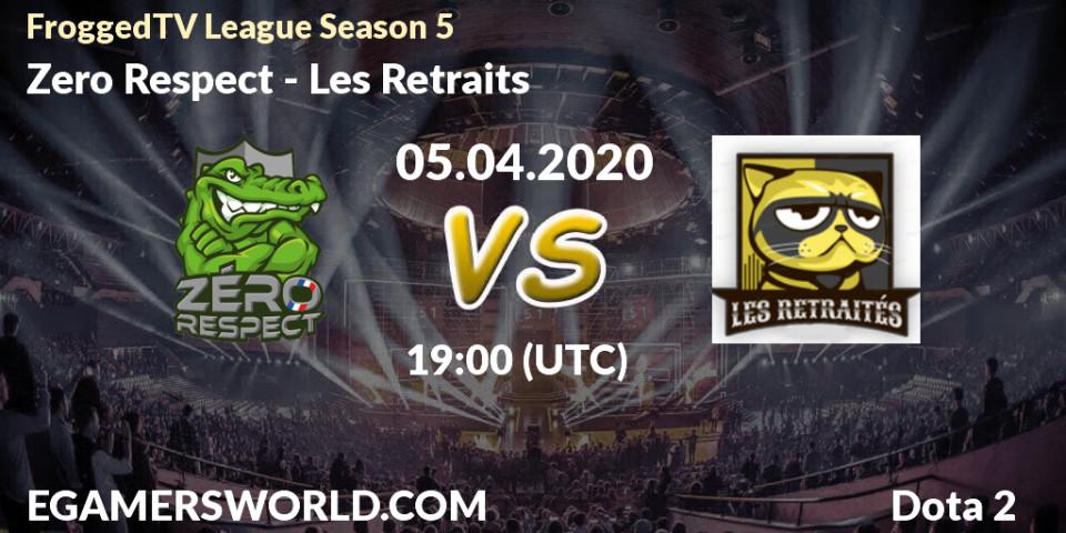 Pronósticos Zero Respect - Les Retraités. 05.04.2020 at 19:54. FroggedTV League Season 5 - Dota 2