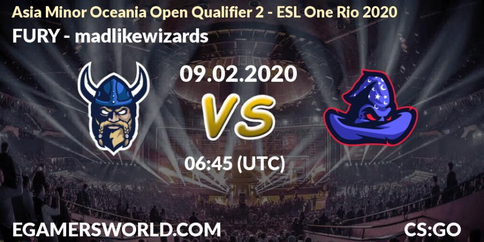Pronósticos FURY - madlikewizards. 09.02.20. Asia Minor Oceania Open Qualifier 2 - ESL One Rio 2020 - CS2 (CS:GO)