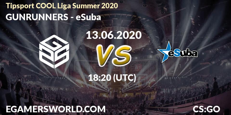 Pronósticos GUNRUNNERS - eSuba. 13.06.2020 at 16:00. Tipsport COOL Liga Summer 2020 - Counter-Strike (CS2)