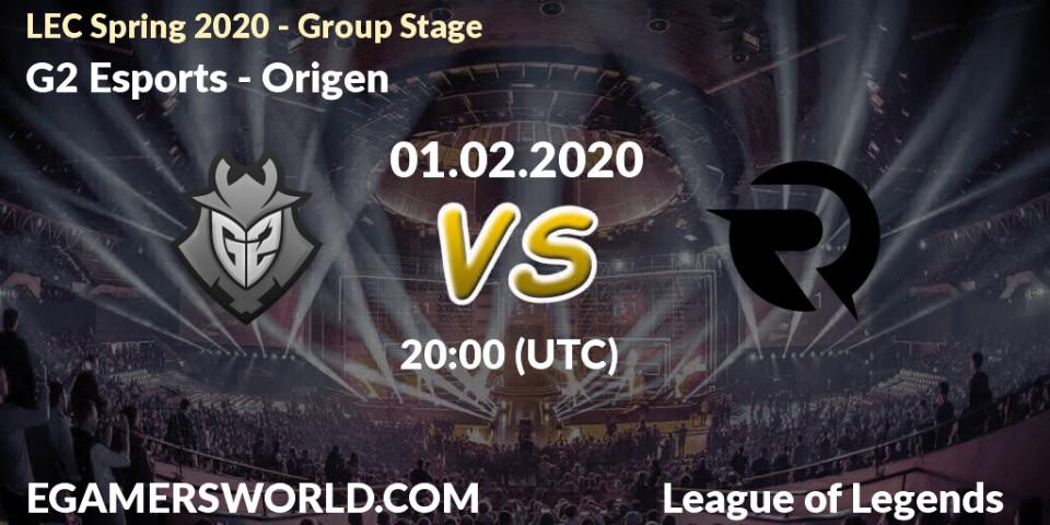 Pronósticos G2 Esports - Origen. 01.02.20. LEC Spring 2020 - Group Stage - LoL