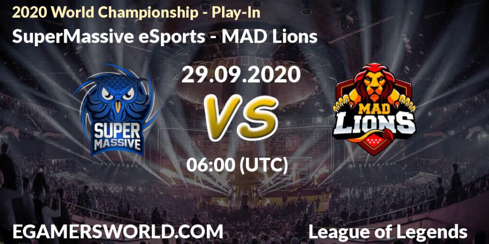 Pronósticos SuperMassive eSports - MAD Lions. 29.09.2020 at 08:38. 2020 World Championship - Play-In - LoL