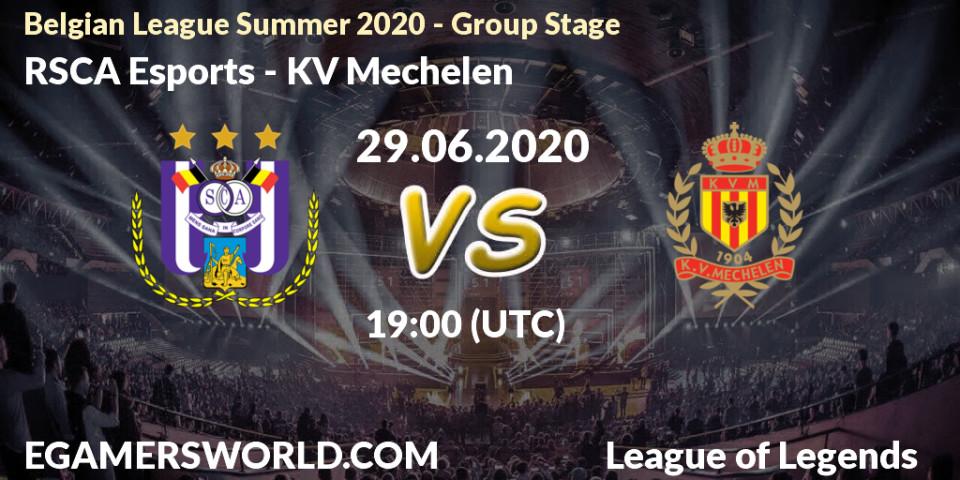 Pronósticos RSCA Esports - KV Mechelen. 29.06.2020 at 19:00. Belgian League Summer 2020 - Group Stage - LoL