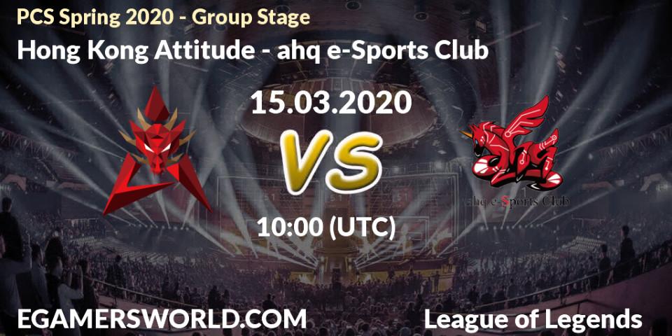 Pronósticos Hong Kong Attitude - ahq e-Sports Club. 15.03.2020 at 10:10. PCS Spring 2020 - Group Stage - LoL