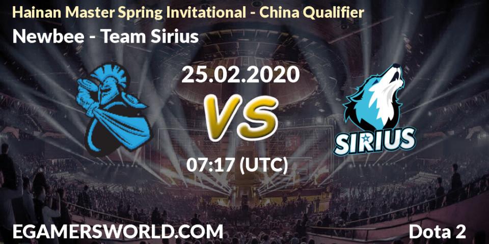 Pronósticos Newbee - Team Sirius. 25.02.20. Hainan Master Spring Invitational - China Qualifier - Dota 2