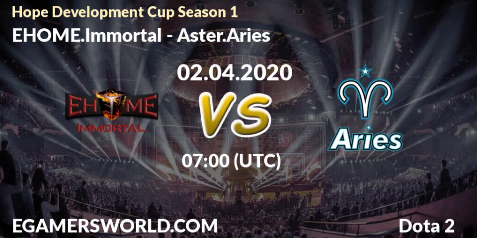 Pronósticos EHOME.Immortal - Aster.Aries. 02.04.20. Hope Development Cup Season 1 - Dota 2