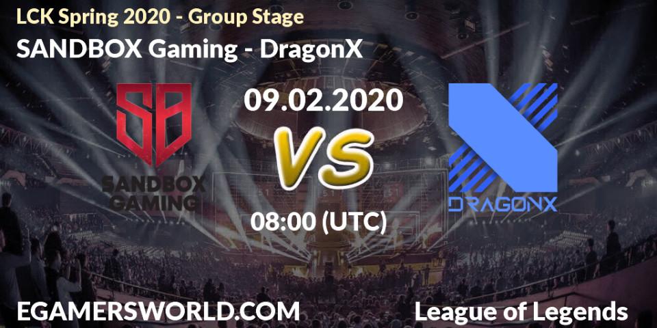 Pronósticos SANDBOX Gaming - DragonX. 09.02.20. LCK Spring 2020 - Group Stage - LoL