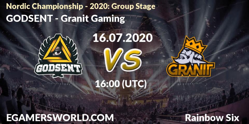 Pronósticos GODSENT - Granit Gaming. 16.07.2020 at 16:00. Nordic Championship - 2020: Group Stage - Rainbow Six
