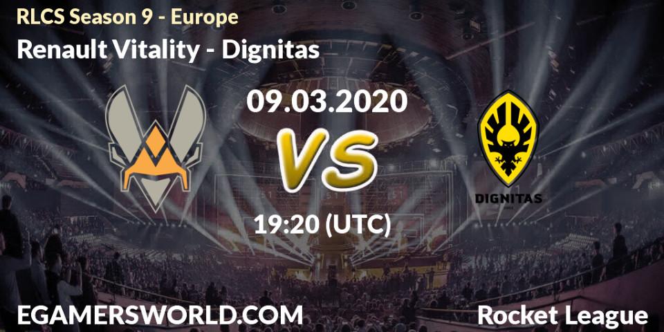 Pronósticos Renault Vitality - Dignitas. 09.03.20. RLCS Season 9 - Europe - Rocket League