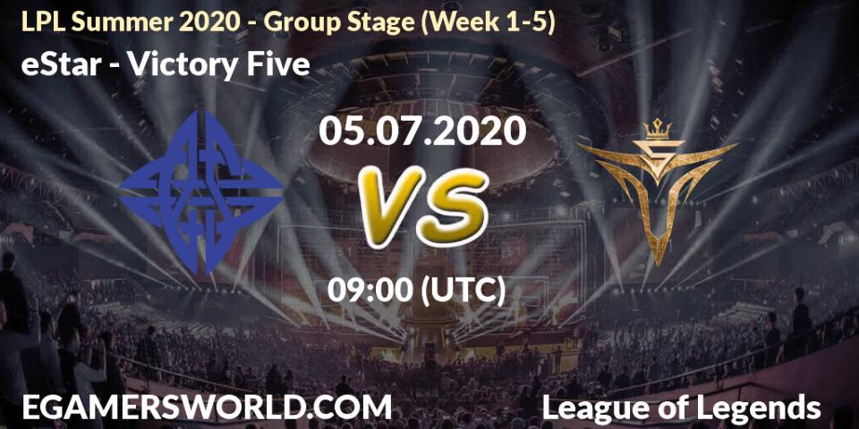 Pronósticos eStar - Victory Five. 05.07.2020 at 09:15. LPL Summer 2020 - Group Stage (Week 1-5) - LoL