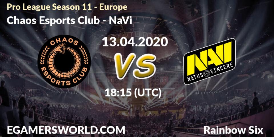 Pronósticos Chaos Esports Club - NaVi. 13.04.20. Pro League Season 11 - Europe - Rainbow Six