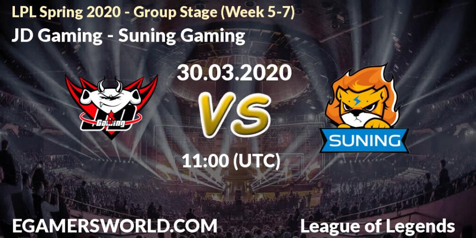 Pronósticos JD Gaming - Suning Gaming. 30.03.2020 at 10:15. LPL Spring 2020 - Group Stage (Week 5-7) - LoL