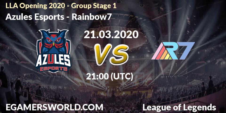 Pronósticos Azules Esports - Rainbow7. 04.04.20. LLA Opening 2020 - Group Stage 1 - LoL