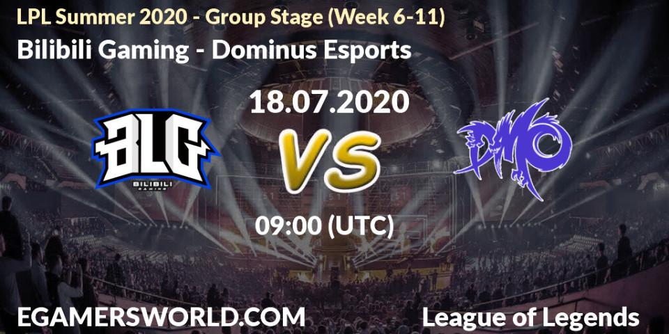 Pronósticos Bilibili Gaming - Dominus Esports. 18.07.20. LPL Summer 2020 - Group Stage (Week 6-11) - LoL