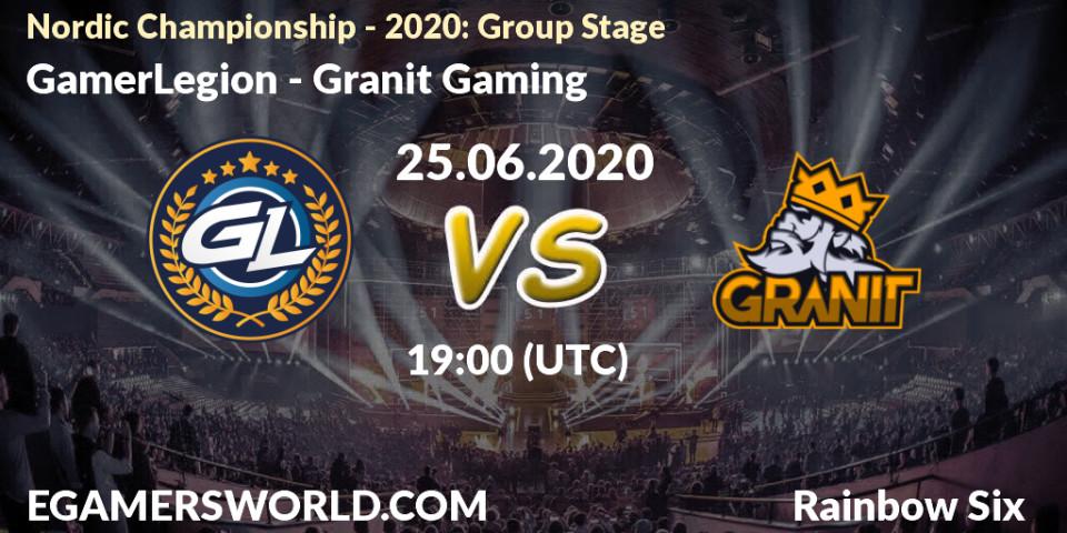 Pronósticos GamerLegion - Granit Gaming. 25.06.2020 at 19:00. Nordic Championship - 2020: Group Stage - Rainbow Six