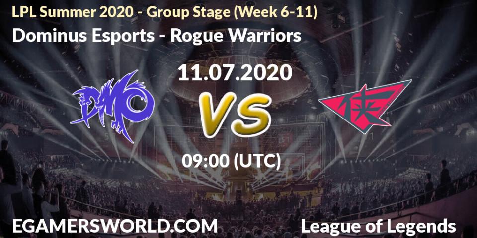 Pronósticos Dominus Esports - Rogue Warriors. 11.07.20. LPL Summer 2020 - Group Stage (Week 6-11) - LoL