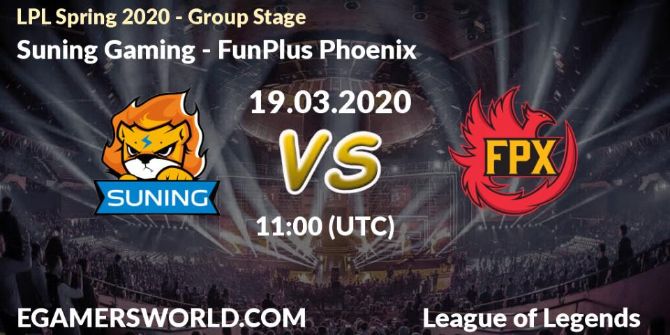 Pronósticos Suning Gaming - FunPlus Phoenix. 19.03.20. LPL Spring 2020 - Group Stage (Week 1-4) - LoL