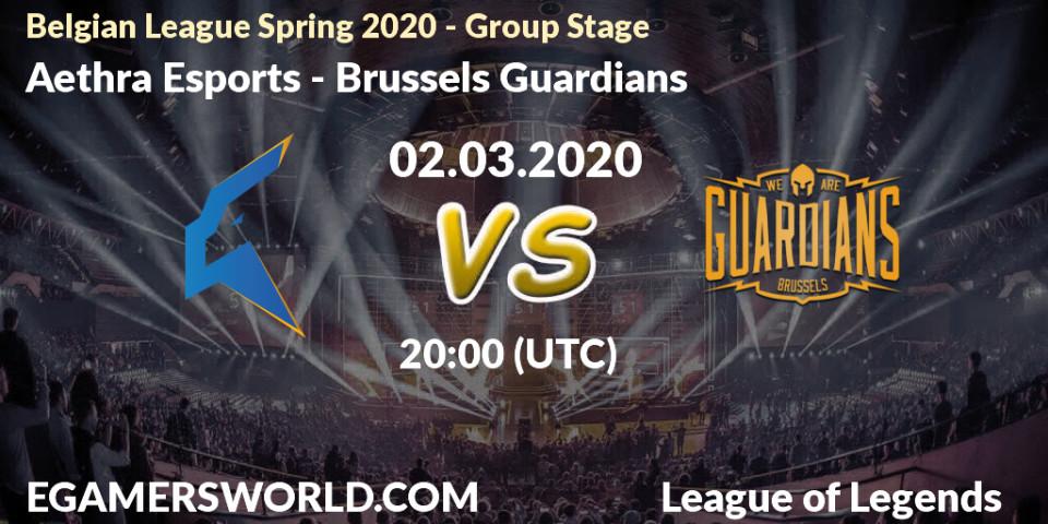 Pronósticos Aethra Esports - Brussels Guardians. 02.03.2020 at 20:00. Belgian League Spring 2020 - Group Stage - LoL