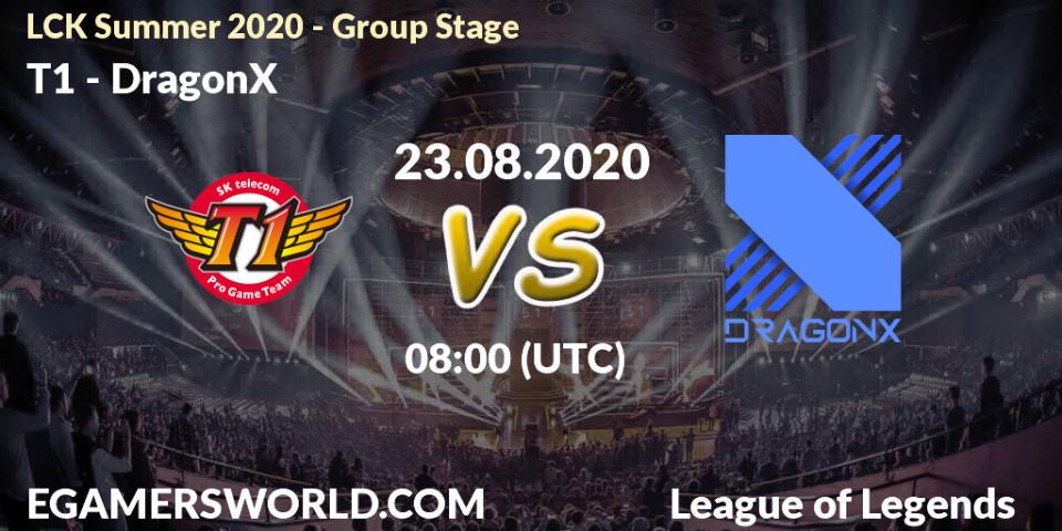Pronósticos T1 - DragonX. 23.08.20. LCK Summer 2020 - Group Stage - LoL