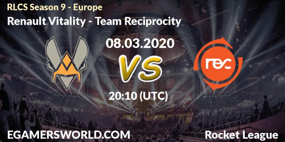 Pronósticos Renault Vitality - Team Reciprocity. 08.03.20. RLCS Season 9 - Europe - Rocket League
