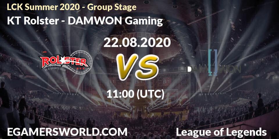 Pronósticos KT Rolster - DAMWON Gaming. 22.08.20. LCK Summer 2020 - Group Stage - LoL
